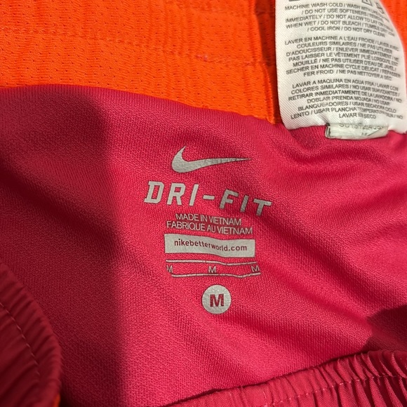 Nike Shorts Medium Women Running Dri Fit Above Knee  Authentic Orange Pink White - Picture 3 of 7
